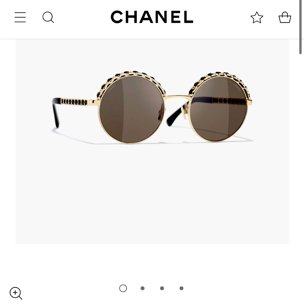 Chanel Sunglasses Black Gold Chain Detail